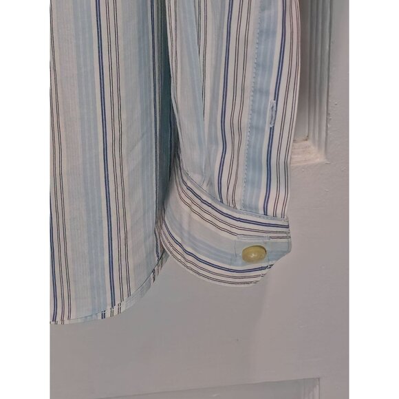 Vintage Cremieux 1971 Striped Button-Down Shirt XL 100% Cotton Blue White Long S - Picture 8 of 15